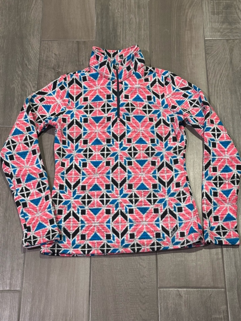 Spyder Women’s Medium Geometric Pattern Quarter-Zip Fleece Pullover